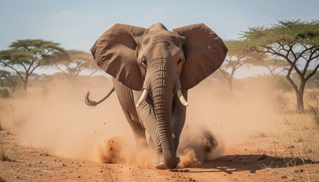 Charging Elephant in Africa