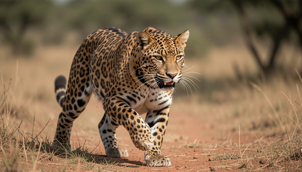 Leopard on the run in Africa